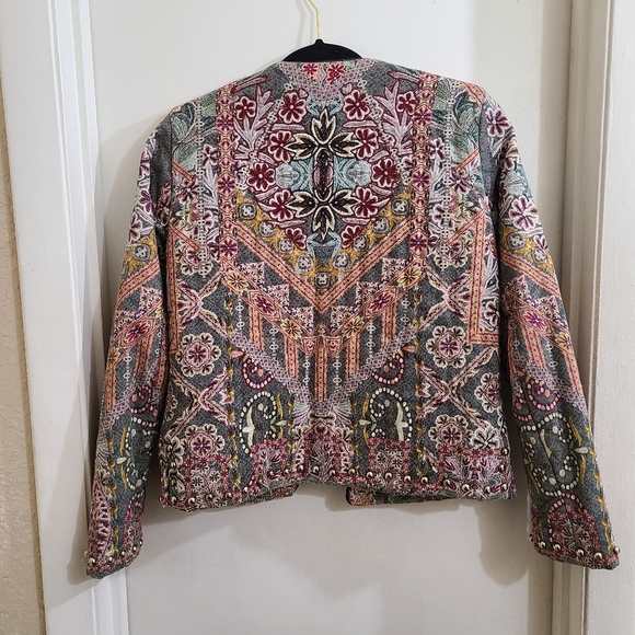 Hemant & Nandita Quilted Tapestry Studded Floral Jacket XS - Picture 3 of 10